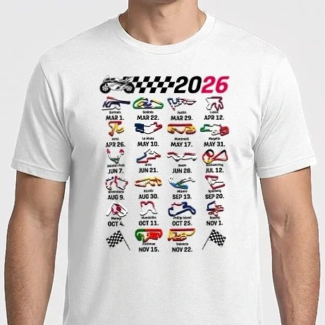 Férfi Imperial póló - MOTOGP 26 CALENDAR fehér alapra