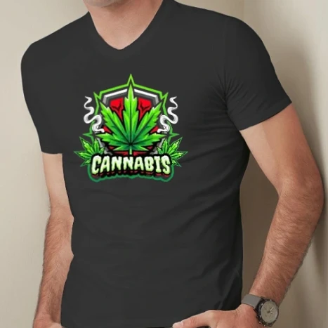 Férfi prémium fit V-nyakú póló - Cannabis