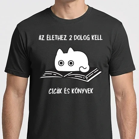 Férfi Imperial póló - Az élethez 2 dolog kell cicák és könyvek