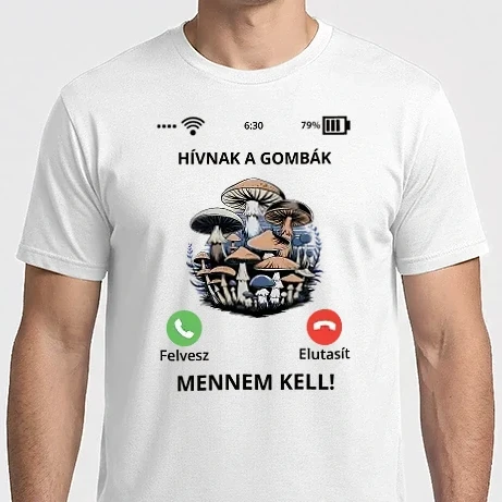 Férfi Imperial póló - Hívnak a gombák fehér alap