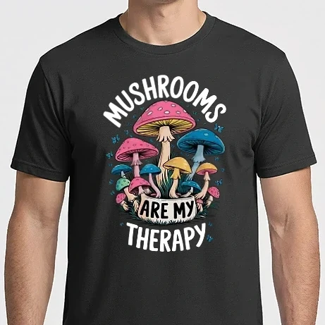Férfi Imperial póló - Mushrooms are my therapy fekete alap