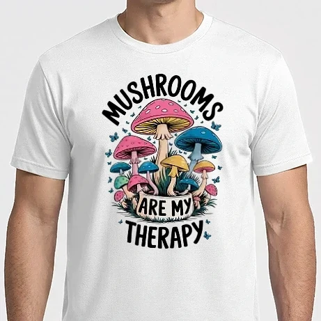 Férfi Imperial póló - Mushrooms are my therapy fehér alap