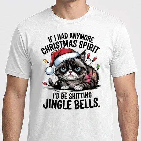 Férfi Imperial póló - Christmas Spirit Grumpy Cat fehér alapra