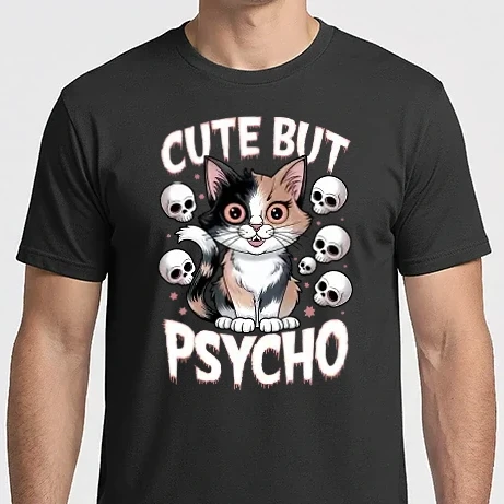 Férfi Imperial póló - Cute, but PSYCHO Fekete alapra