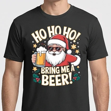 Férfi Imperial póló - HO HO HO bring me a BEER fekete alapra