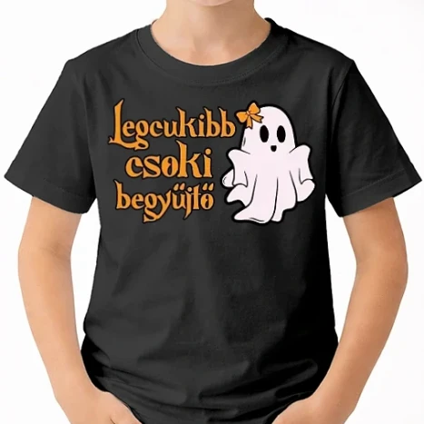 Uniszex gyerek Póló - Legcukibb csoki begyűjtő halloween pólóminta