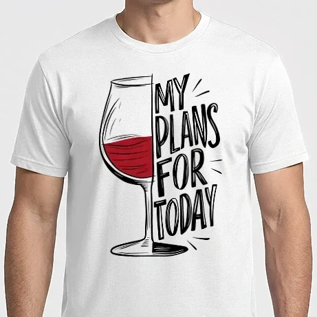 Férfi Imperial póló - My Plans For Today Wine fehér pólóra