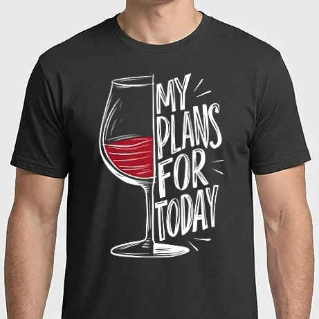 Férfi Imperial póló - My Plans For Today Wine fekete pólóra