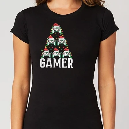 Női Alap póló - Gamer karácsonyfa