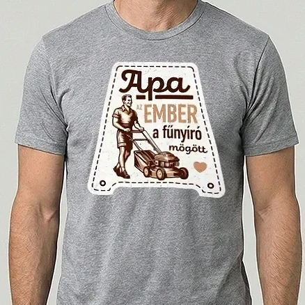 Férfi Alap póló - Apa: az ember a fűnyíró mögött