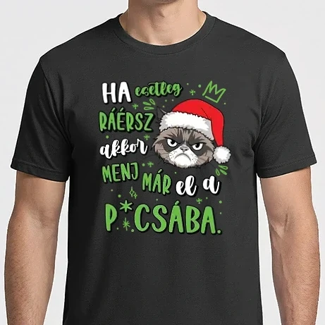 Férfi Imperial póló - Grumpy cat menj már el a picsába vicces karácsonyi póló