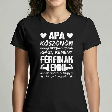 Női Imperial póló - Kemény férfinak nevelt lány Fekete alapra