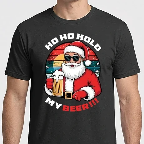 Férfi Imperial póló - Ho Ho Hold My Beer karácsonyi fekete pólóra angol