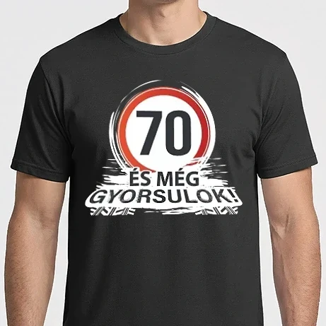 Férfi Imperial póló - 70-es tábla - És még gyorsulok - fehér