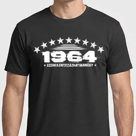 Férfi Imperial póló - születésnapi dátum, évszám, felirat military stílusban 1964