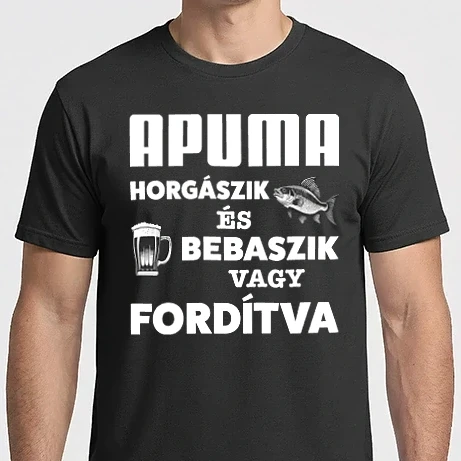 Férfi Imperial póló - APUMA horgászik és bebaszik - fehér