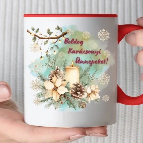 Színes bögre - Karácsony pasztel háttérrel