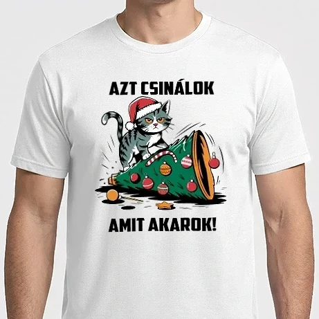 Férfi Imperial póló - Azt csinálok, amit akarok cicás karácsony fehér póló
