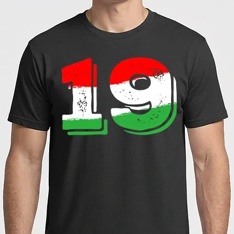 Férfi Imperial póló - magyar trikolor, piros fehér zöld szám 19