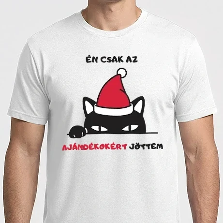 Férfi Imperial póló - Én csak az ajándékokért jöttem macska