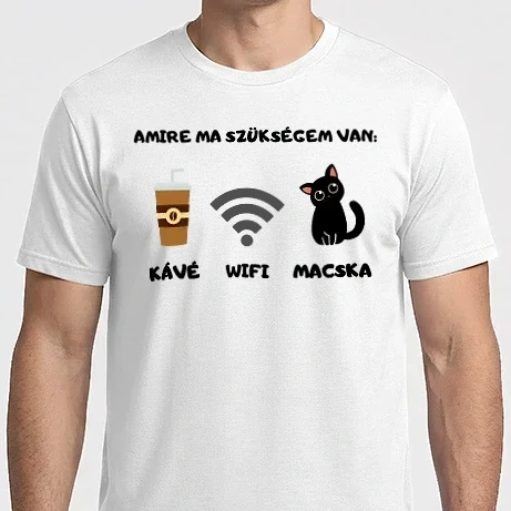 Férfi Imperial póló - Amire ma szükségem van: kávé, wifi, macska