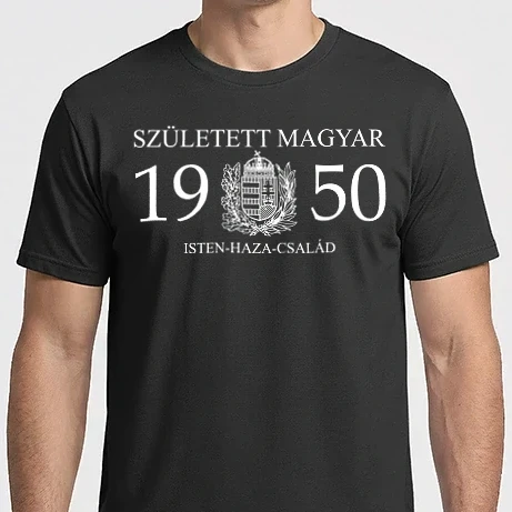 Férfi Imperial póló - SZÜLETETT MAGYAR, ISTEN HAZA CSALÁD, SZÜLETETT 1950-BEN, MAGYAR CÍMER