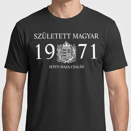 Férfi Imperial póló - SZÜLETETT MAGYAR, ISTEN HAZA CSALÁD, SZÜLETETT 1971-BEN, MAGYAR CÍMER
