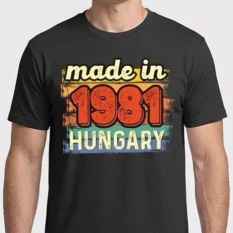 Férfi Imperial póló - made in hungary felirat, retro évszám, grunge stílus, 1981