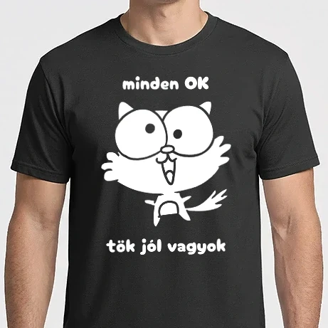 Férfi Imperial póló - minden OK tök jól vagyok - cica