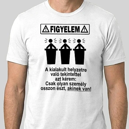 Férfi Alap póló - Figyelem Észt Osztanak fekete