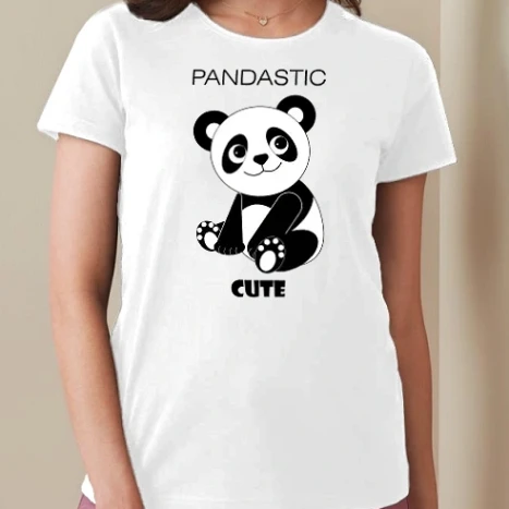 Női prémium kerek nyakú póló  - panda