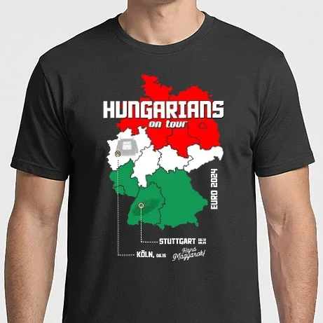 Férfi Imperial póló - Futball EB 2024 HUNGARIANS ON TOUR fekete alapra