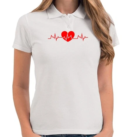 Női galléros póló - EKG szív