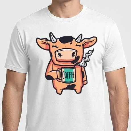 Férfi Imperial póló - Tehén kávés bögrével