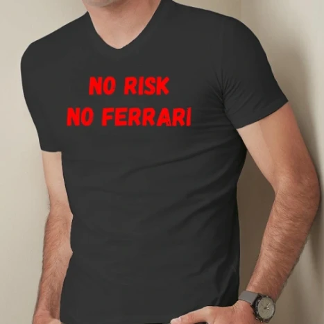 Férfi prémium fit V-nyakú póló - NO RISK NO FERRARI