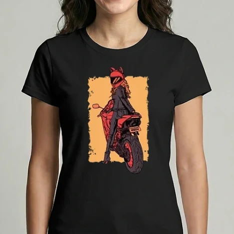 Női Imperial póló - Motoros macskanő