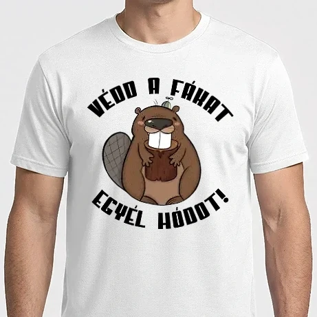 Férfi Imperial póló - Védd a fákat, egyél hódot!