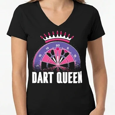 Női V-nyakú póló - Darts királynő
