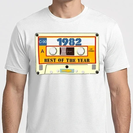 Férfi Imperial póló - retro születésnapi audio kazetta, magnókazetta, best of the year 1982
