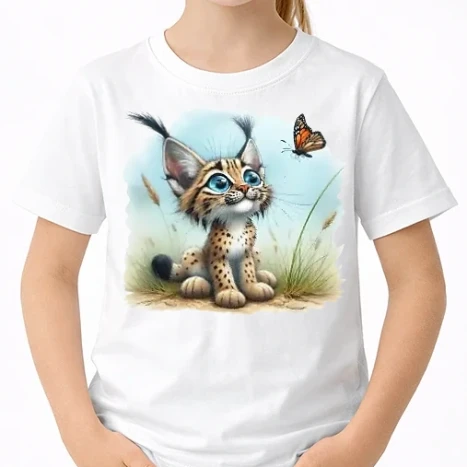 Uniszex gyerek Póló - Cuki hiúz pillangóval