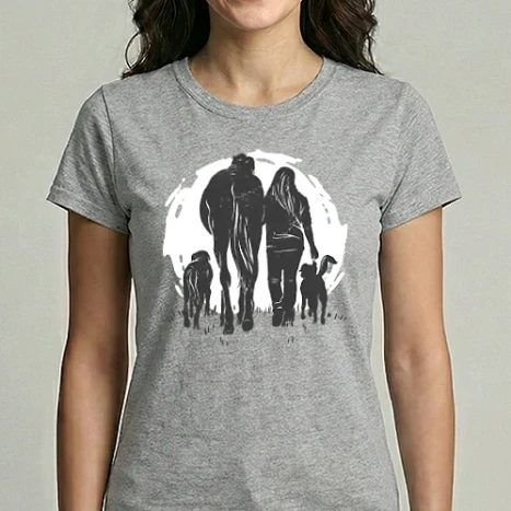 Női Imperial póló - Lovas lány kutyákkal