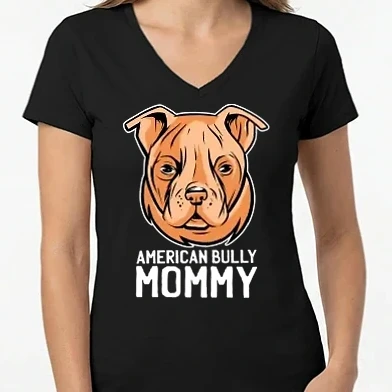 Női V-nyakú póló - Amerikai bulldog