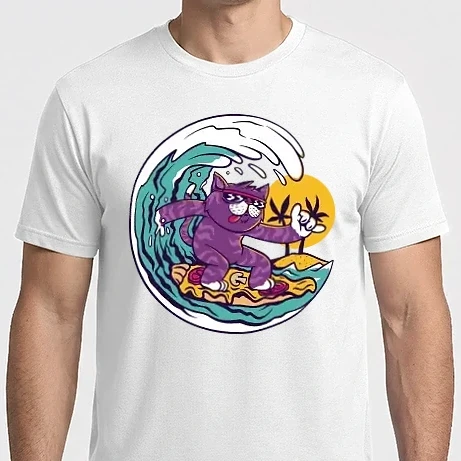 Férfi Imperial póló - Surfing Pizza Cat