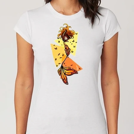 Női Alap póló - Narancssárga Pillangó Sellő minta