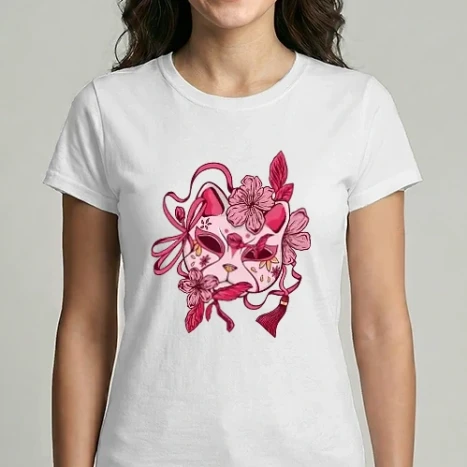 Női Imperial póló - Rózsaszín japán maszk