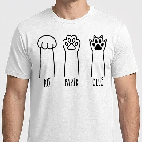 Férfi Imperial póló - Kő papír olló macska mancs