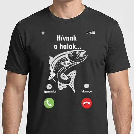 Férfi Imperial póló - Hívnak a halak (fehér)