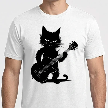 Férfi Imperial póló - rocker cat, guitar cat 
