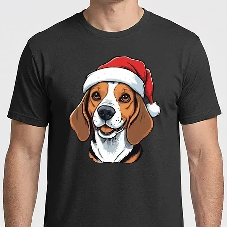 Férfi Imperial póló - Cuki Beagle mikulás sapkával
