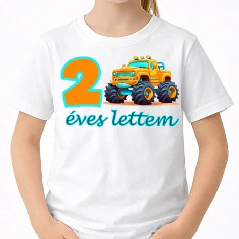 Uniszex gyerek Póló - 2 éves lettem monster truck